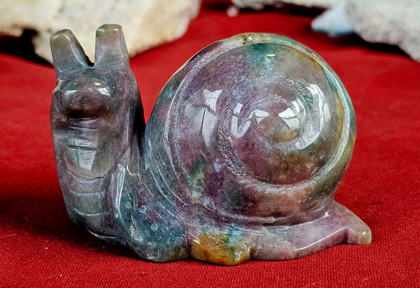 Ocean Jasper Crystal Snail #2🪸💗🐌💚🌊