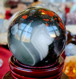 Bloodstone Crystal Sphere 🩶🔮❤️