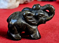 Gold Sheen Obsidian Crystal Elephant Figurine 💛🐘🖤