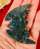 Moss Agate Crystal Bat Carving 💚🦇