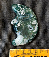 Moss Agate Crystal Crescent Moon #2 💚🌙🤍