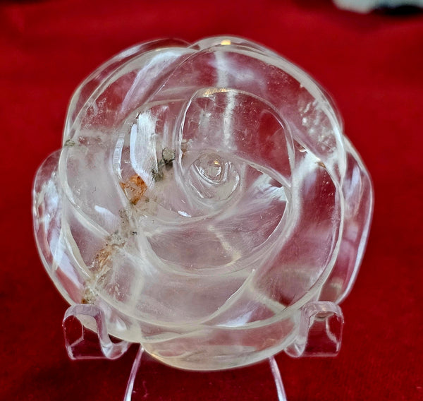 Clear Quartz Crystal 3D Rose Carving 🌹