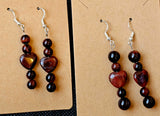 Brecciated Jasper & Red Tiger's Eye Dangle Earrings ♥️🩶🖤