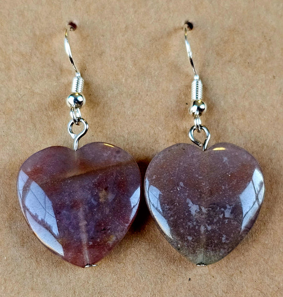 Ocean Jasper Crystal Heart Dangle Earrings ❤️🪸🌊