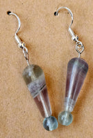 Rainbow Fluorite Crystal Dangle Earrings 🔮 🌈