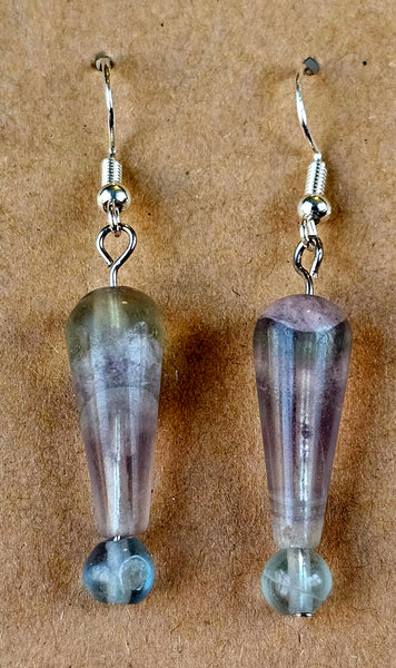 Rainbow Fluorite Crystal Dangle Earrings 🔮 🌈