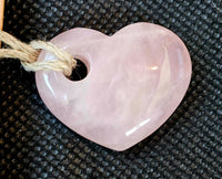 Rose Quartz Puffy Heart Pendant on Natural Adjustable Hempcord 🌸📿🩷