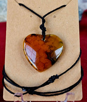 Snakeskin Agate Crystal Heart Pendant on Black Adjustable Hempcord #2 📿🧡❤️