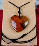 Snakeskin Agate Crystal Heart Pendant on Black Adjustable Hempcord #2 📿🧡❤️