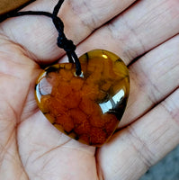 Snakeskin Agate Crystal Heart Pendant on Black Adjustable Hempcord #2 📿🧡❤️