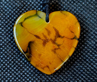 Snakeskin Agate Crystal Heart Pendant on Black Adjustable Hempcord #2 📿🧡❤️