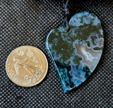 Moss Agate Crystal Heart Pendant on Black Adjustable Hempcord 📿💚