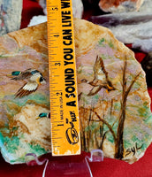 Hand Painted Duck Landscape on Stitchtite Crystal Slab 🦆