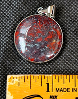 Red Brecciated Jasper Round Silver Pendant 🍒♥️