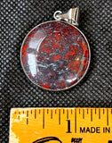 Red Brecciated Jasper Round Silver Pendant 🍒♥️