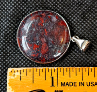 Red Brecciated Jasper Round Silver Pendant 🍒♥️