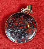 Red Brecciated Jasper Round Silver Pendant 🍒♥️