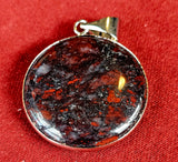 Red Brecciated Jasper Round Silver Pendant 🍒♥️