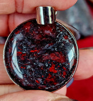 Red Brecciated Jasper Round Silver Pendant 🍒♥️