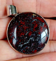 Red Brecciated Jasper Round Silver Pendant 🍒♥️