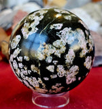 Black Jade & Thulite Crystal Sphere 🩷🔮🖤