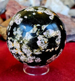 Black Jade & Thulite Crystal Sphere 🩷🔮🖤