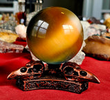 Triple Raven Skull Crystal Sphere Holder 💀🔮✨🐦‍⬛