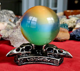 Triple Raven Skull Crystal Sphere Holder 💀🔮✨🐦‍⬛
