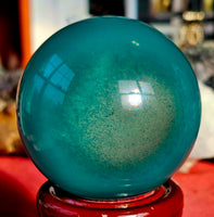 Teal Cat's Eye Crystal Sphere 🔮🩵✨