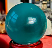 Teal Cat's Eye Crystal Sphere 🔮🩵✨