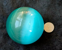 Teal Cat's Eye Crystal Sphere 🔮🩵✨