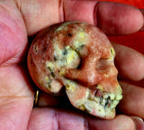 MD. Pink Plum Blossom Jasper Crystal Skull 💛💀🩷