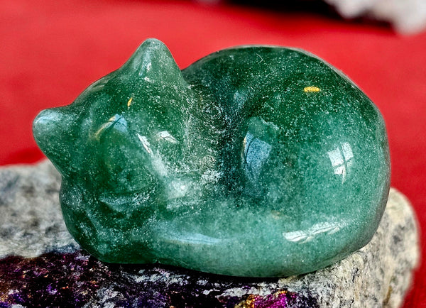 Green Aventurine Crystal Sleeping Kitty Carving 😻😴