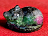 Zoisite & Ruby Crystal Sleeping Kitty Carving 😴😻