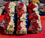 Chrysanthemum Red, White, & Blue Petal w/White Sage Smudge Stick ❤️🤍💙