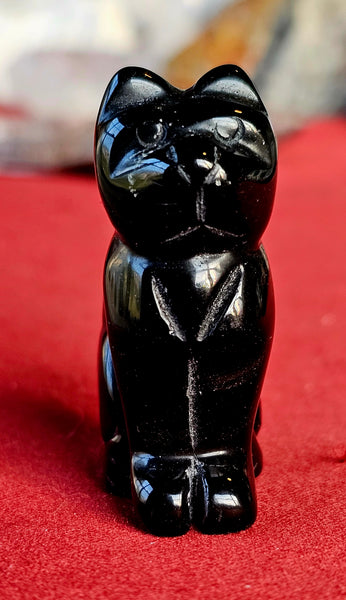 'Big Head' Black Obsidian Crystal Cat Carving 😻🐈‍⬛🖤