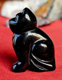 'Big Head' Black Obsidian Crystal Cat Carving 😻🐈‍⬛🖤