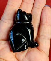 'Big Head' Black Obsidian Crystal Cat Carving 😻🐈‍⬛🖤