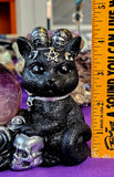 LG. Adorable Demon Kitty w/Roses Crystal Sphere Holder 😻🖤🐈‍⬛🔮🌹