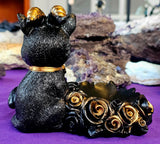 LG. Adorable Demon Kitty w/Roses Crystal Sphere Holder 😻🖤🐈‍⬛🔮🌹
