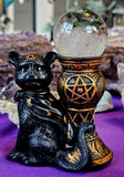 Black Witchy Cat Triple Moon Pentagram Crystal Sphere Holder 🔮🐈‍⬛🖤