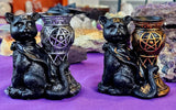 Black Witchy Cat Triple Moon Pentagram Crystal Sphere Holder 🔮🐈‍⬛🖤