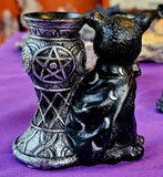 Black Witchy Cat Triple Moon Pentagram Crystal Sphere Holder 🔮🐈‍⬛🖤