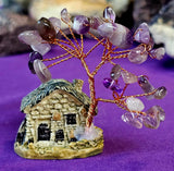 SM. Cottage w/Copper Wire Wrapped Chevron Amethyst Crystal Tree