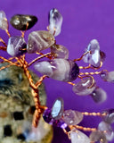 SM. Cottage w/Copper Wire Wrapped Chevron Amethyst Crystal Tree