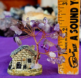 SM. Cottage w/Copper Wire Wrapped Chevron Amethyst Crystal Tree