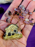 SM. Cottage w/Copper Wire Wrapped Chevron Amethyst Crystal Tree