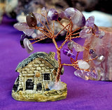 SM. Cottage w/Copper Wire Wrapped Chevron Amethyst Crystal Tree