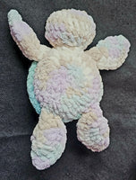 Handmade Crocheted Turtlebaby Plushie w/Rainbow Flippers 🩷🐢🩵🥹