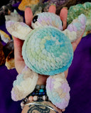 Handmade Crocheted Turtlebaby Plushie w/Rainbow Flippers 🩷🐢🩵🥹